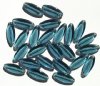 25 20x8mm Transparent Montana Blue Long Flat Oval Beads